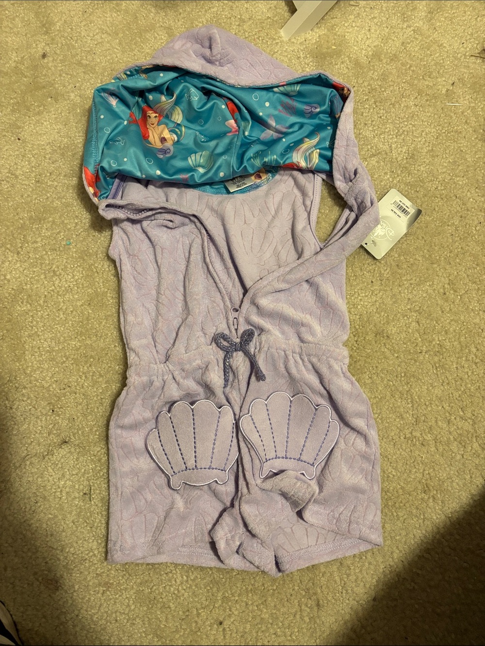 Disney’s The Little Mermaid Shell Hooded swim cover up size 5/6
